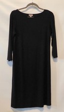 J Jill Wearever XS Extra Small Black Stretch 3/4 Sleeve Knee Length Shift Dress