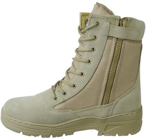 tan side zip tactical boots