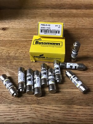 10 New Bussmann FNQ-R-1/2 Class CC 1/2 Amp Fuses 600 Volt Tron NEW LOOK NIB