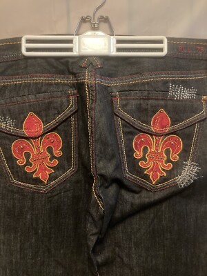 Vintage Pepe London pjl73 Red Logo Black Jeans VGC 42x33 Y2K Wide