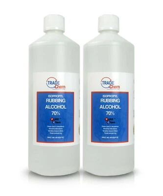 TRADE CHEMICALS 70% IPA Isopropyl Isopropanol PURE Chem Rubbing 2 x 500ml (1L in Total) (BLUE)