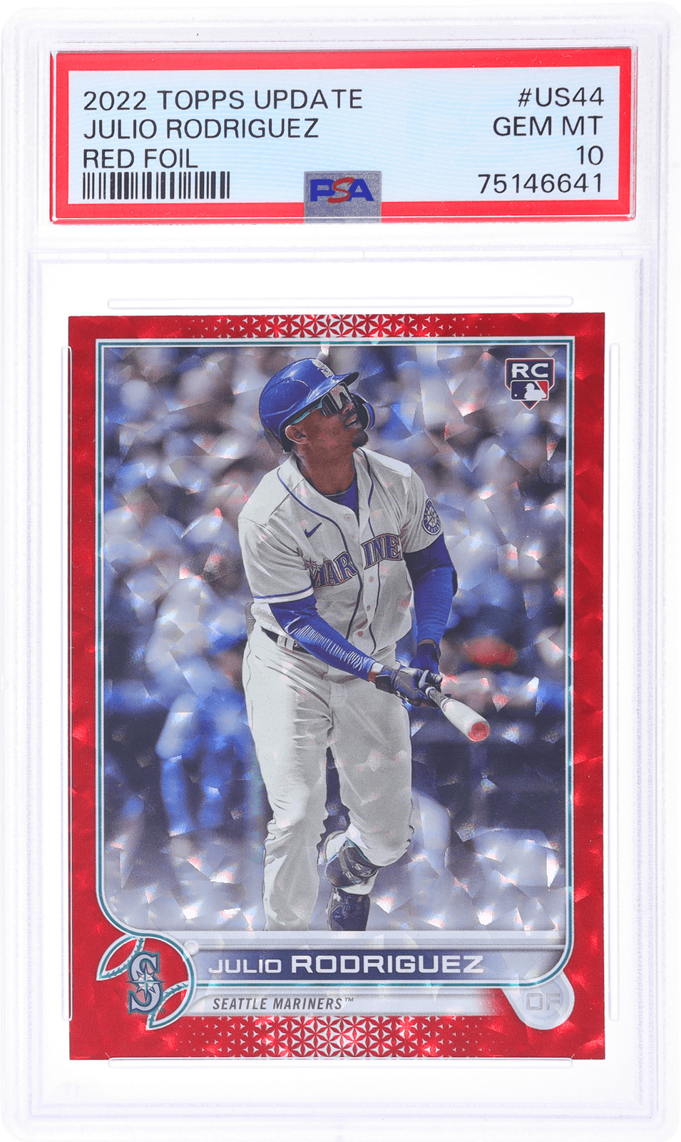 2022 Topps Update Julio Rodriguez Red Foil #US44 /199 PSA 10