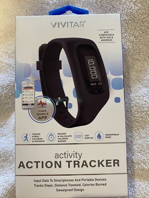 Vivitar Activity Action Tracker LCD Display Sweat Proof IOS Android App  New