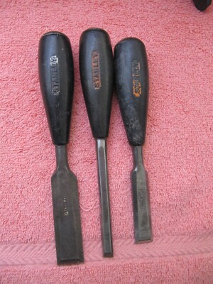 3 VINTAGE STANLEY EVERLAST CHISELS 5/8 1/2 1/4