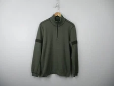 Eddie Bauer Sweater Mens Large Green Quarter Zip Pullover Nylon Wool Outdoors