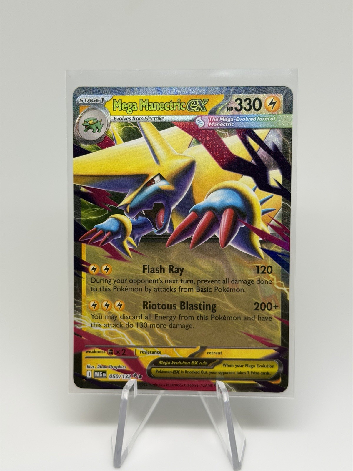 Mega Manectric ex 050/132 Me01: Mega Evolution Holo Double Rare Pokemon NM