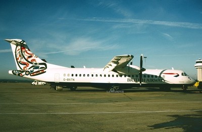 Original 35mm Aircraft Slide British Airways ATR  72-202 G-BXTN  plane prop