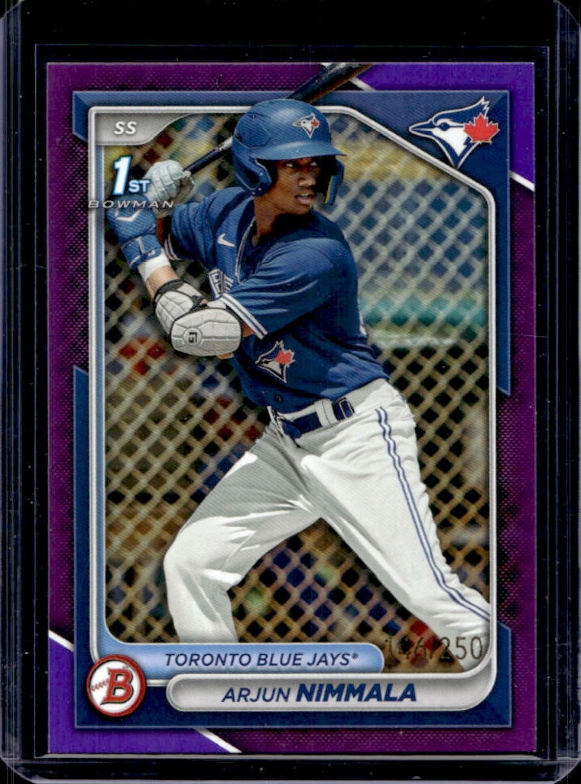2024 Bowman Arjun Nimmala Purple 1st Prospect #/250 Blue Jays