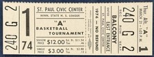 1974 MINNESOTA STATE HIGH SCHOOL BOYS BASKETBALL TOURNAMENT TICKET STUB TOUGH