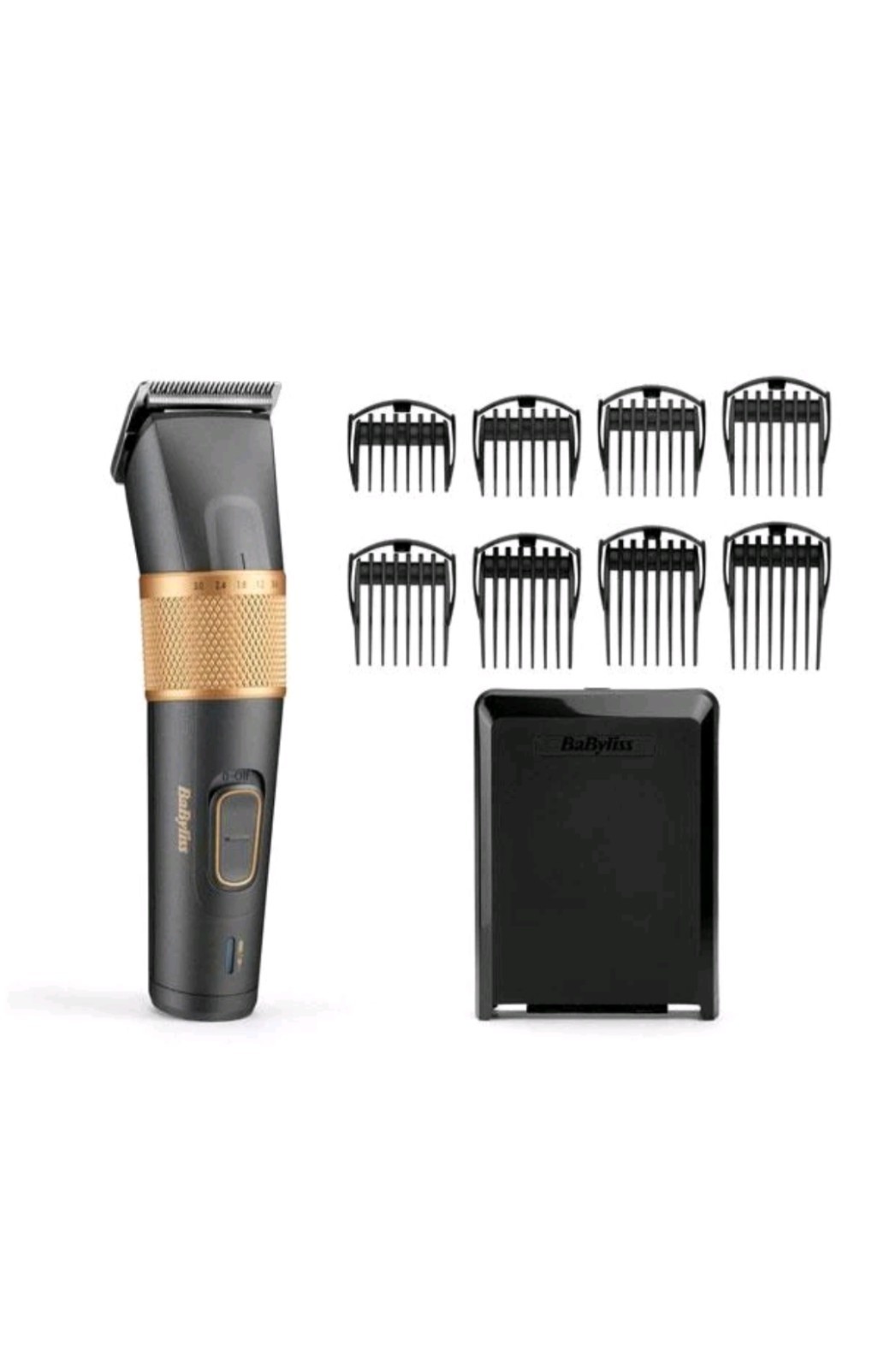 BaByliss Graphite Precision Hair Clipper Cord/Cordless - 8 Guides Taper Control