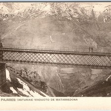c1920s Puerto de Pajares, Spain Matarredona Viaduct Bridge Mountains Snow A356