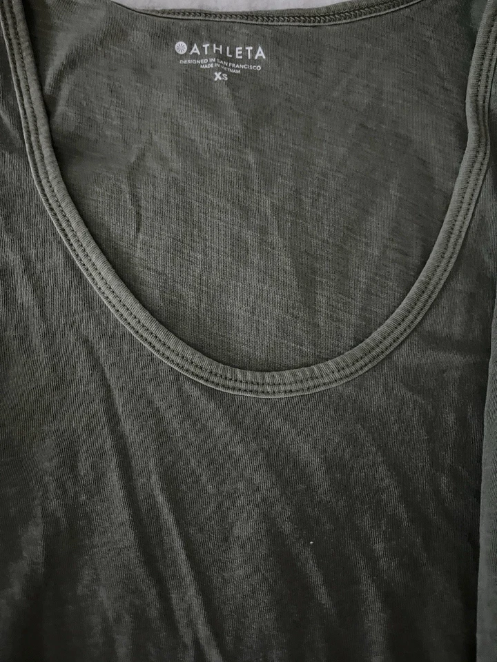 Camiseta sin mangas ATHLETA Uptempo talla XS verde jaspeado yoga Foto 4 de 4