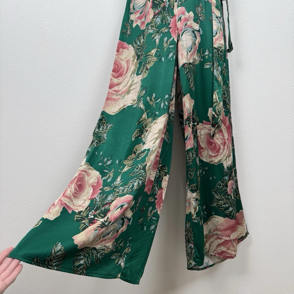 Mono Free People Mujer 2 Verde Floral Pierna Ancha Bosque Hada Caprichoso Boho Foto 4 de 4