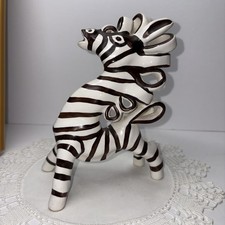 Rare Leopold Anzengruber “Cheerful Zebra” Austria Hand Painted Glazed Ceramic