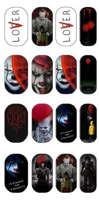 Pennywise IT Nail Decals Water Slide Full Cover Wraps DIY Nail Art 1 sheet
