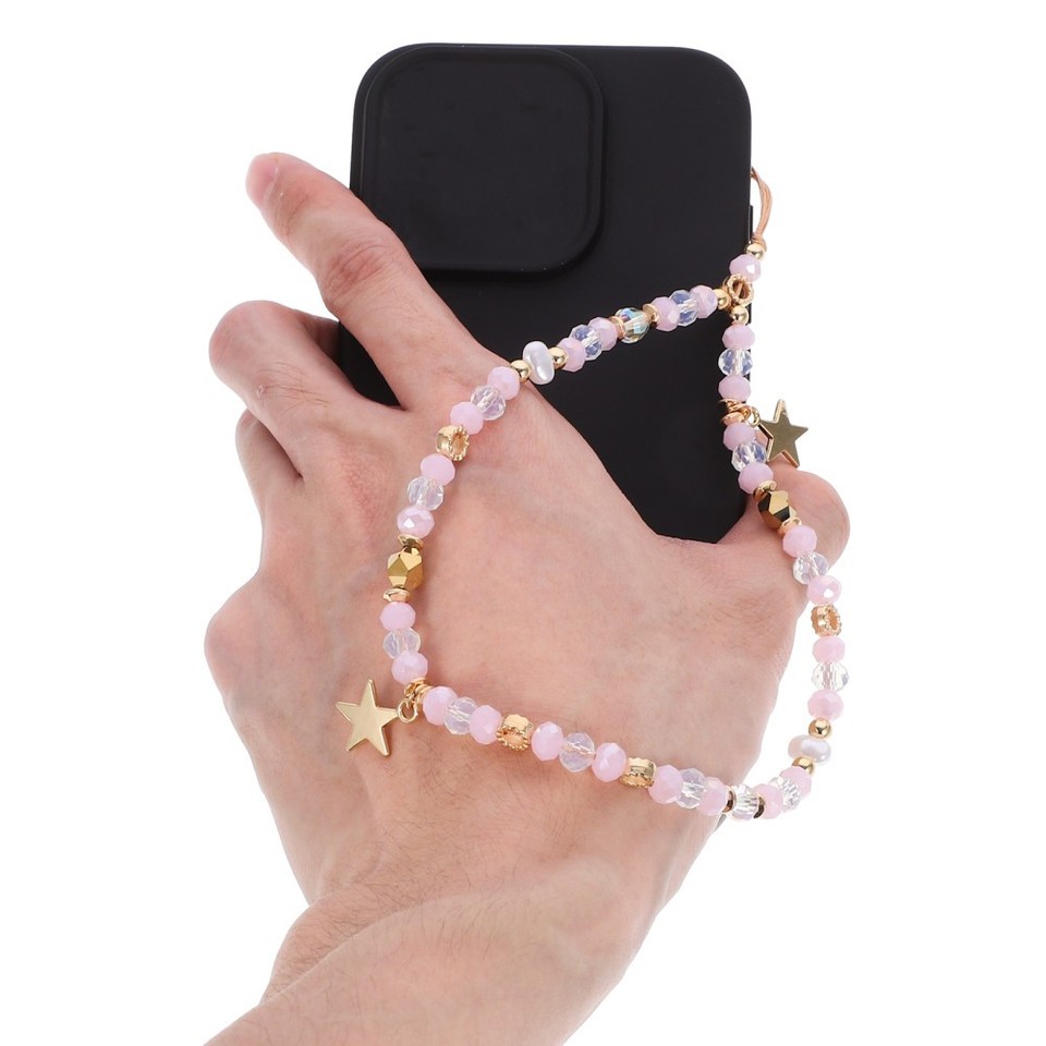 Durable Pink Beaded Phone Chain Crystal Alloy Phone Strap Charm | eBay ...