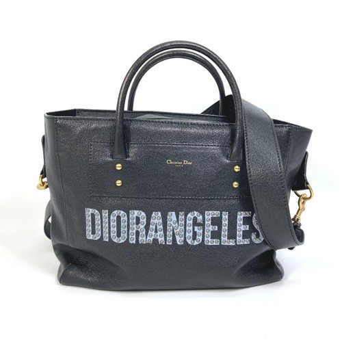 Christian Dior Diorangels Shoulder Bag Logo Studs Leather Black Used From Japan