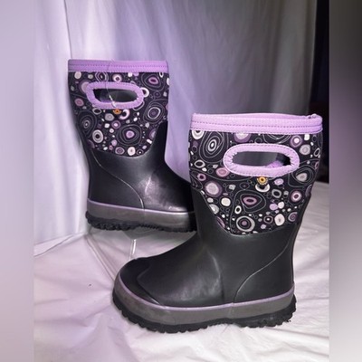 Kids Patterned Boots - Black and Purple
