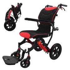 ProTraverse Transport Wheelchair Lightweight Foldable 12 inch Rear Wheels