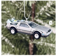 Back to the Future DeLorean Ornament -Diecast Movie Time Machine Christmas Decor