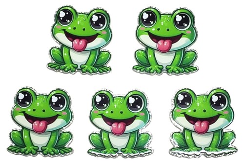 5 Pc - Cute Frog - Acrylic Flatback Charms - For Badge Reels - DIY Crafts - Picture 2 of 2