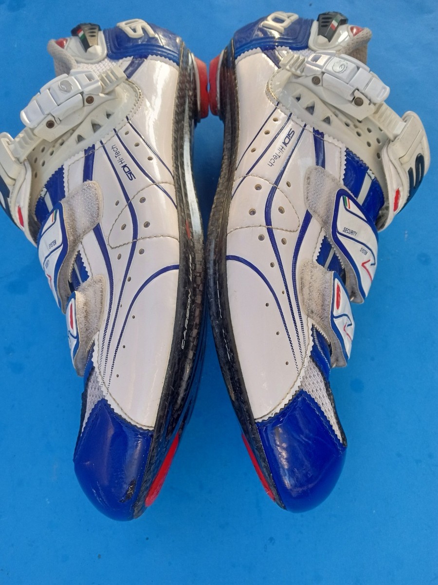 ウェア SIDI GENIUS 6.6 CARBON LITE white/blue SiDi Genius 6.6 Carbon lite 44.5 EU/ US 10 Mens road shoe