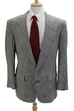 Hart Schaffner Marx Mens Sport Coat Silk Herringbone Gray Size 42