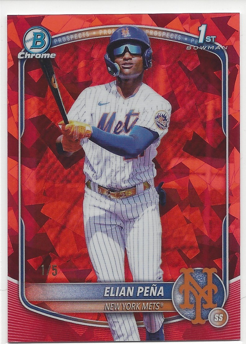 ELIAN PENA #1/5 2025 BOWMAN CHROME RED SAPPHIRE EDITION RC #BCP-155 ROOKIE RARE