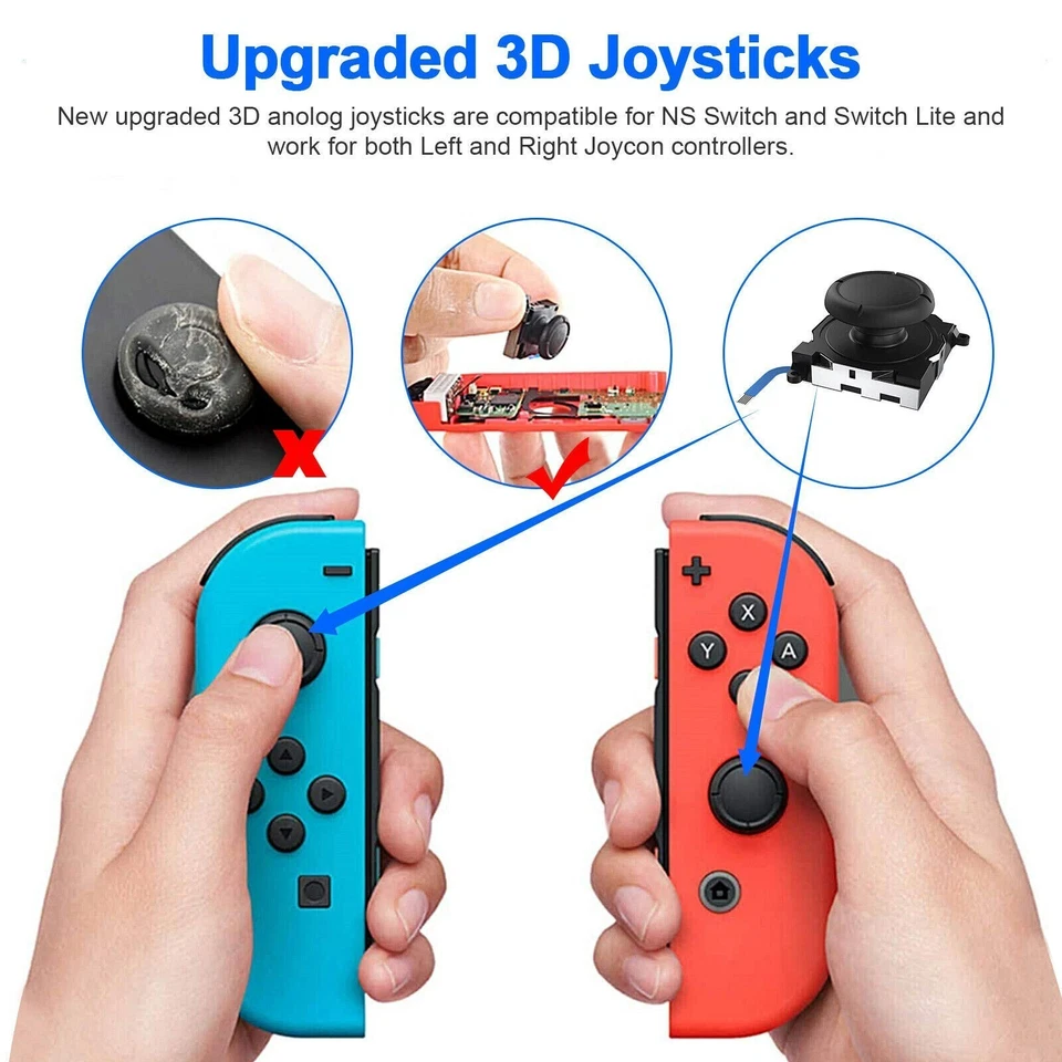 20X Thumbstick Joy-Con Joystick Stick For Nintendo Switch / Lite Joycon [Black] - Image 4 of 4