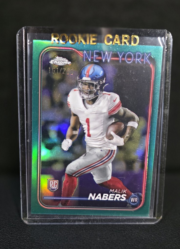 2024 Topps Chrome Malik Nabers Green Refractor /99 RC Rookie #205 Giants