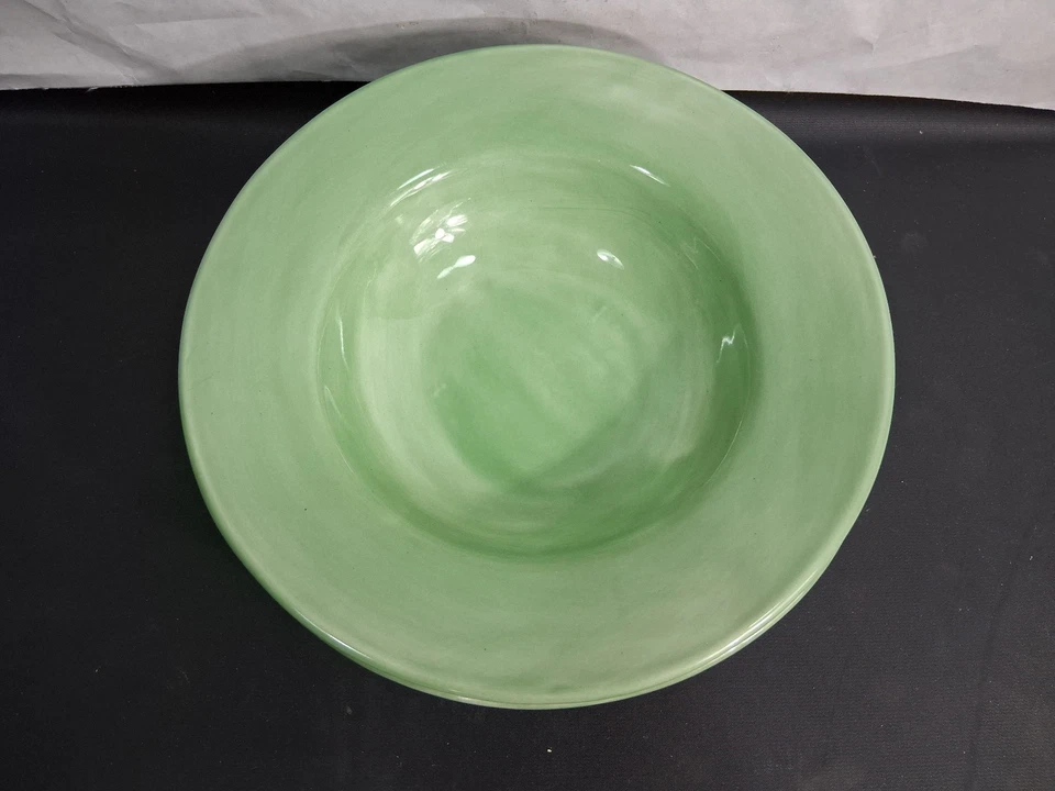 3 Vintage Pottery Barn Sausalito Green Ceramic Large Rim Soup Salad Bowls NEW - Image 4 of 4