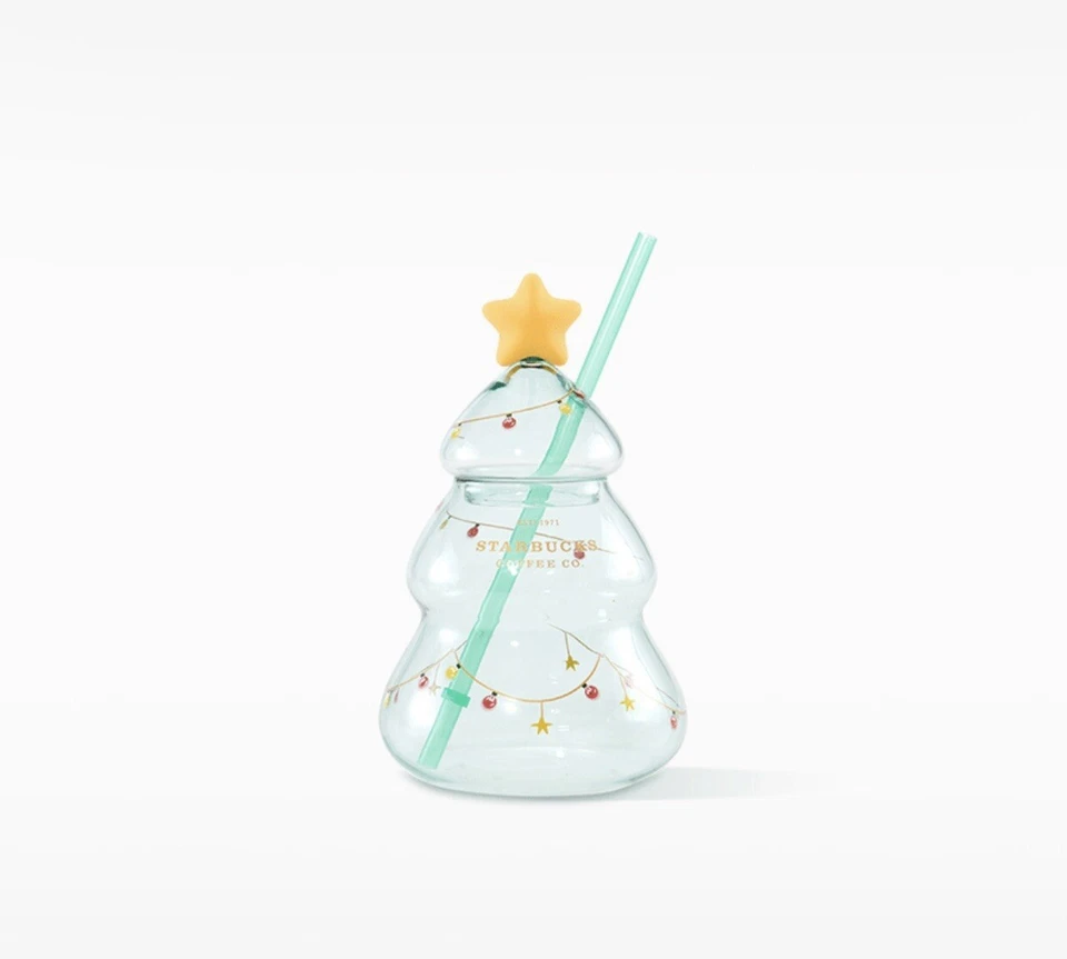 Starbucks 2022 China Árbol de Navidad 22oz Vidrio Pajita Taza Regalo ^^ Foto 4 de 4