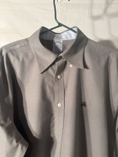 Brooks Brothers Large Regular Solid Grey Dress Shirt Long Sleeve