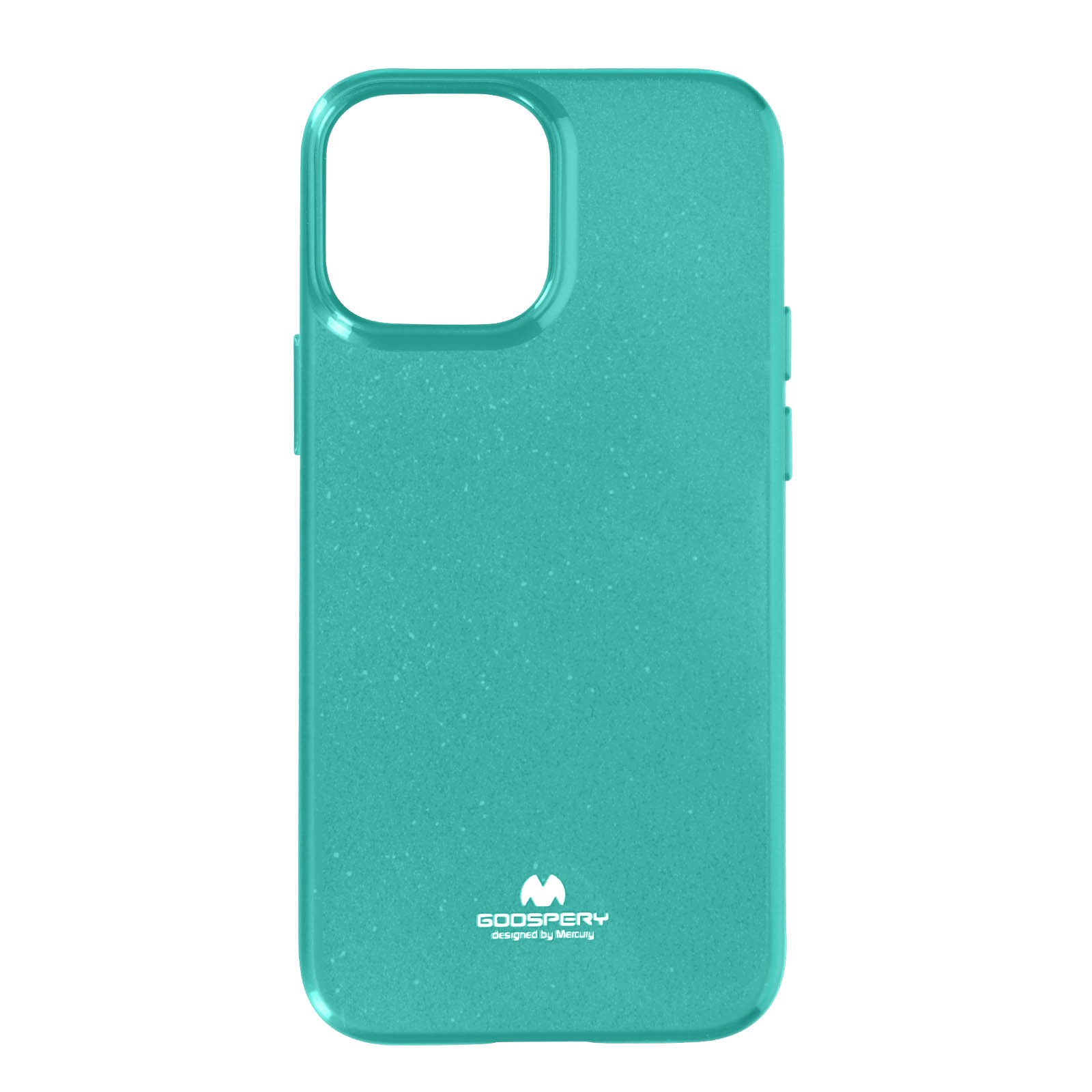 Coque iPhone 13 Pro en silicone pailleté effet Mercure couleur turquoise