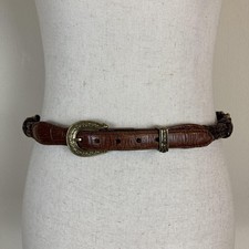 Vintage Horse Head Belt Medium Brown Leather Western Braided Cowgirl 90s Concho