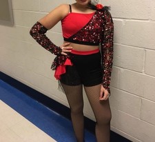 Costume Gallery Medium Adult Women Red Black Sequin Dance Outfit 17354