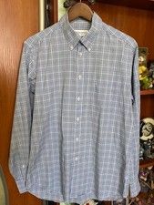 Camicia Yves Saint Laurent YSL blu a quadri con bottoni