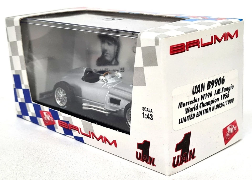 Brumm 1/43 Mercedes W196 J.M. Coche Fangio WC 1955 Diecast Modelo F1 Foto 2 de 4
