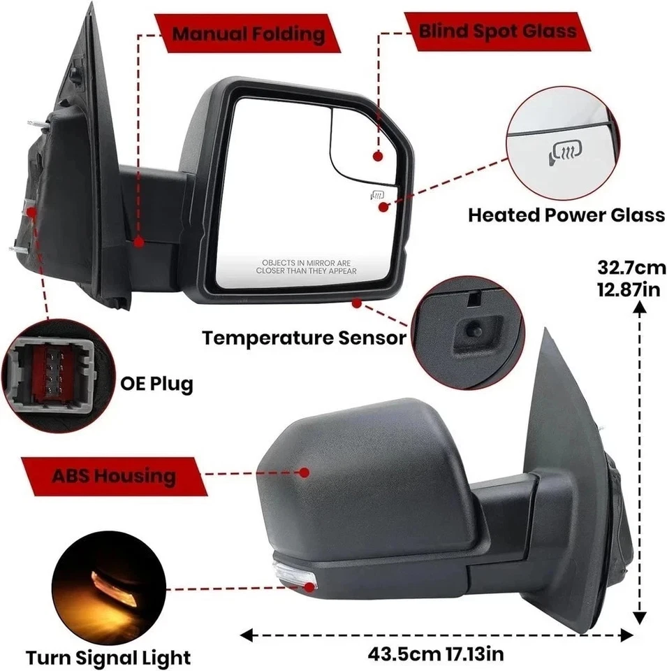 Espelho lateral direito do passageiro 8 pinos sinal aquecido de energia para Ford F150 2015-2020 - Imagem 4 de 4