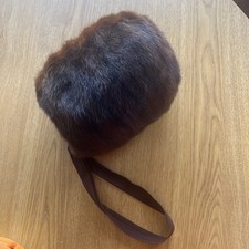 Vintage Brown Soft Mink Muffler Hand Warmer Lined Exc Cond  1940s w/Wrist Strap