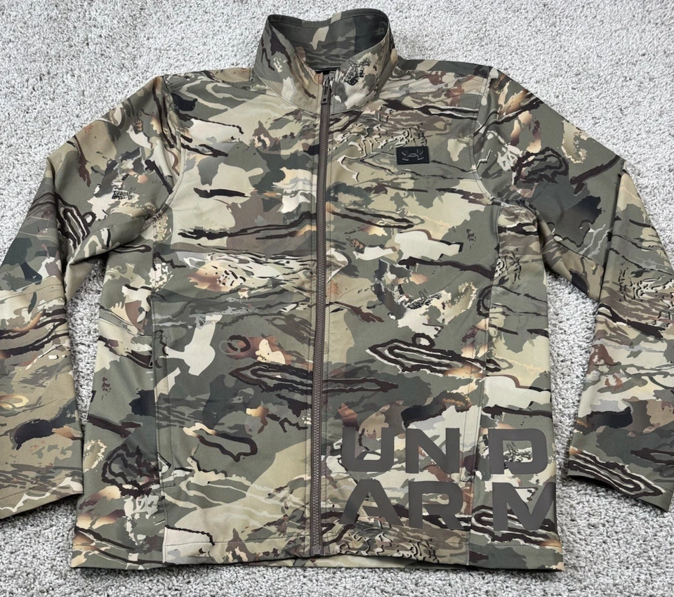 Chaqueta ligera Under Armour Storm cremallera completa camuflada caza militar para hombre grande Foto 3 de 4