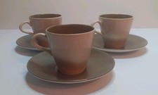 Poole Pottery Twintone Mushroom And Sepia Coffee Cups x 3