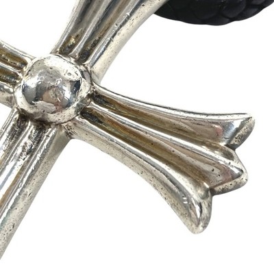 CHROME HEARTS CROSS LARGE CH Cross Large Choker Pendant Leather