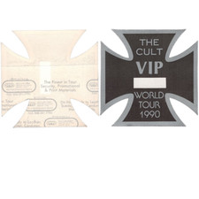 1990 The Cult Backstage Pass Iron Cross Shape VIP Cloth Vintage Original RARE
