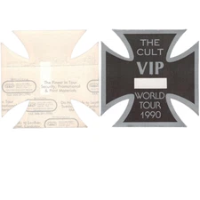 1990 The Cult Backstage Pass Iron Cross Shape VIP Cloth Vintage Original RARE