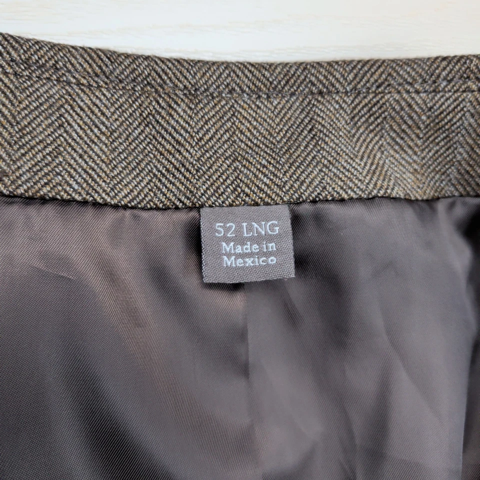 Oak Hill Herringbone Blazer Mens 52L Wool Stretch Sport Coat Brown Casual Suit - Image 3 of 4