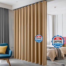 Hoeflife Blackout Room Divider Curtains Floor to Ceiling Wall Mount Sliding Door
