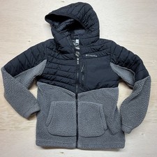 Columbia Youth Boys Large 14/16 Omni-Heat Puffer Sherpa Fleece Jacket Grey Black