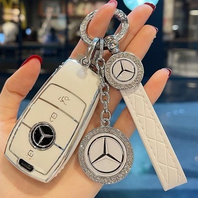 Car Remote Key Case Key Fob Leather Key Chain for Mercedes-Benz E-Class GLS GLA
