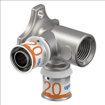 Uponor S-Press PLUS MLC Doppel-Wandscheibe 90 Grad lang 20mm x 1/2'' IG x 20mm